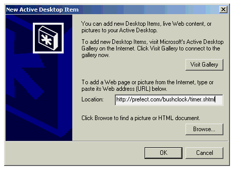 Adding the Bush Countdown Clock to Windows Active Desktop.